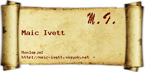 Maic Ivett névjegykártya